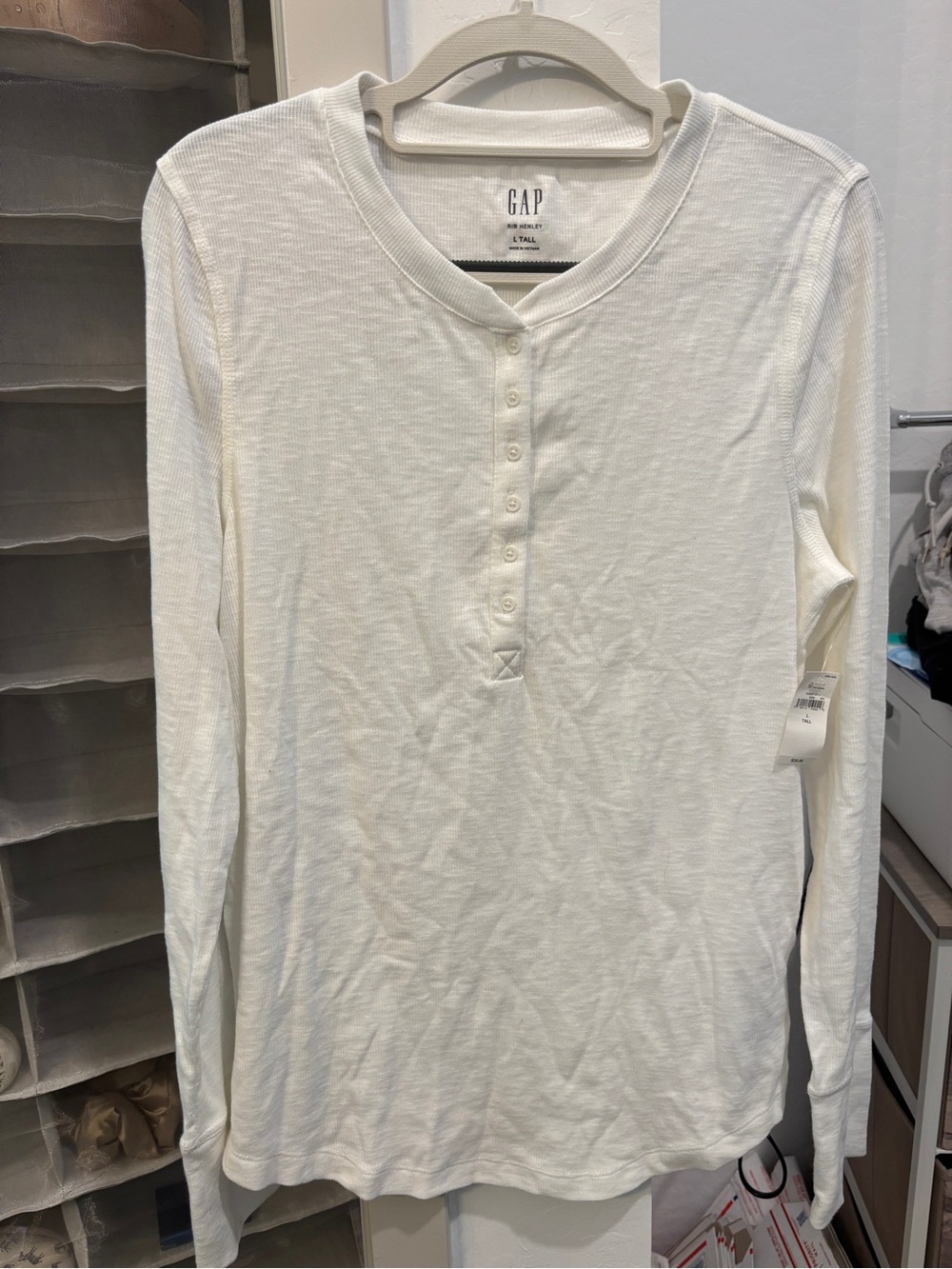 GAP Men's Long-Sleeve Henley - White